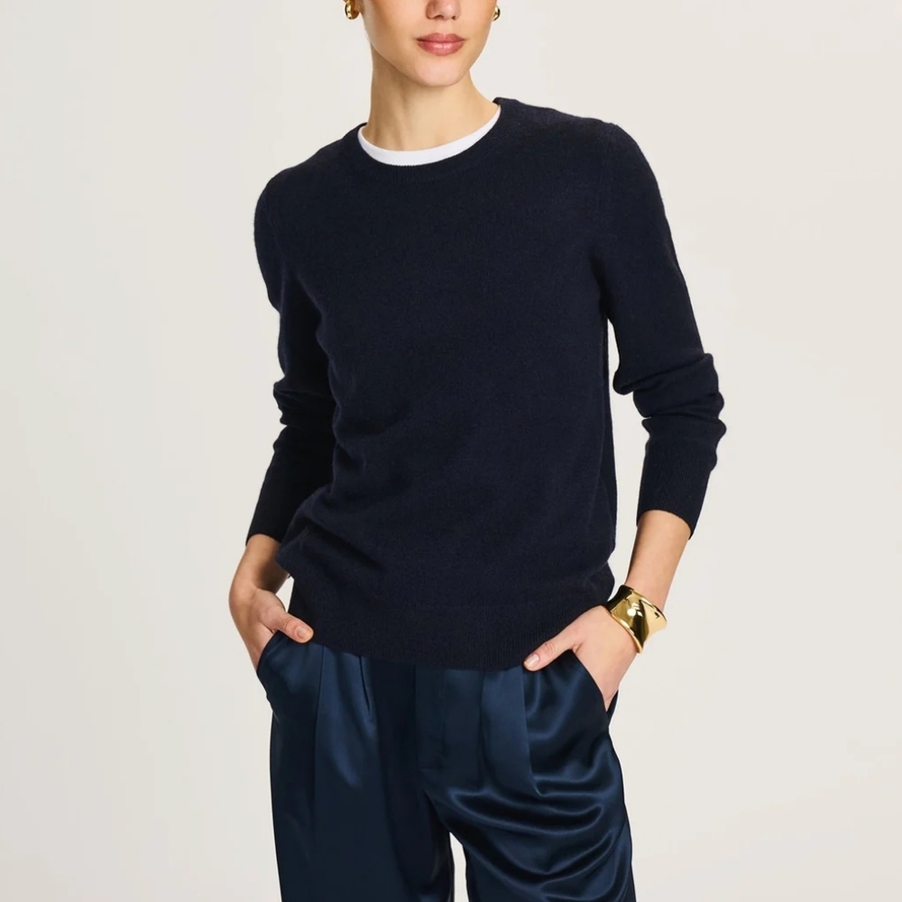NAADAM Crewneck 100% Cashmere Sweater Navy Lightweight Pullover